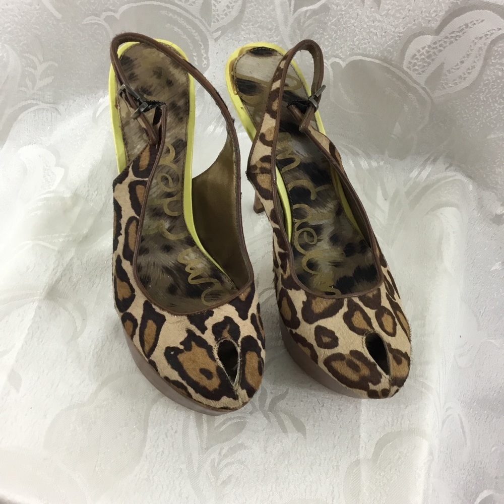 Sam Edelman S. Novato Cheetah Platform Slingback Heels - Picture 3 of 16